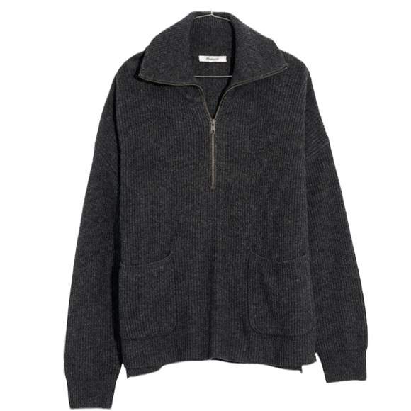 NWT Madewell Merino Wool Half Zip Ribbed Knit Sweater w/Pockets Size S - Picture 3 of 15